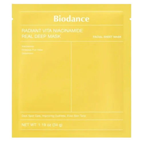 Biodance - Masque profond Radiant Vita Niacinamide Real Deep Mask, boîte de 4 × 34g